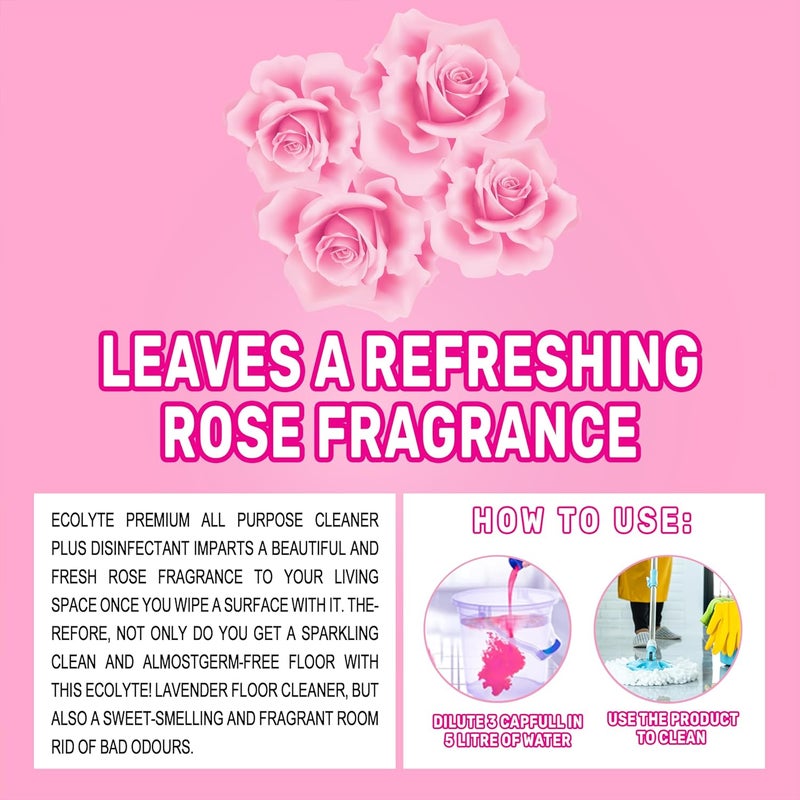 ECOLYTE+ Premium All Purpose Cleaner & Disinfectant - Rose Scent, 1L - Image 5